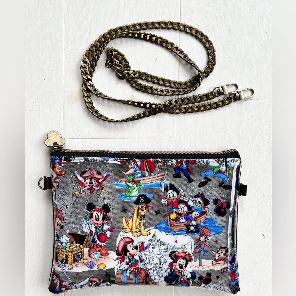 Pirate Mickey Mouse & Friends Clear front crossbody bag with bronze chain - Picture 1 of 4